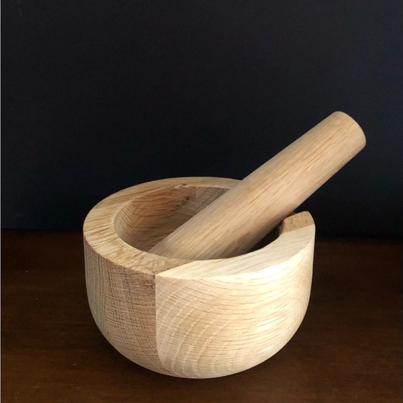 Crate&Barrel Kitchen Crate Barrel Solid Wood Mortar Pestle Set